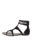 Fayth Studded Gladiator Flat Sandal, Black