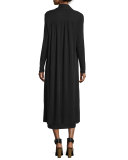 Calf-Length Silk Kimono Cardigan, Black