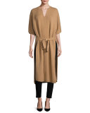 Felicie Long Half-Sleeve Cashmere Sweater, Camel