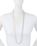 Freshwater Pearl and Pyrite Long Necklace, 34"