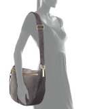 Scott Suede Half-Moon Shoulder Bag, Putty