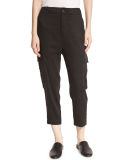 Cropped Linen-Blend Cargo Pants