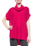 Slouchy Ribbed Turtleneck Sweater, Cerise