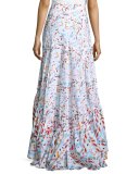 Floral Tiered Maxi Skirt, White