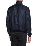 Reversible Silk Bomber Jacket, Blue/Brown