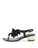 davina flower jelly thong sandal, black