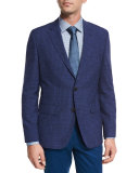 Faded Check Two-Button Sport Coat, Bright Blue