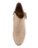 Paige Leather Fringe Bootie, Putty