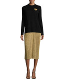 Phaedra Pleated Lurex Midi Skirt, Gold