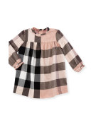 Pippie Long-Sleeve Yoked Shift Dress, Antique Pink, Size 6M-3