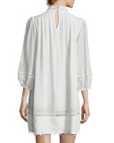 La Sierra Pintuck Lace-Trim Mini Dress