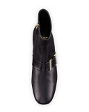Chill Leather Buckle Bootie, Black