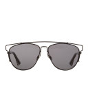 Technologic Cutout Aviator Sunglasses, Black