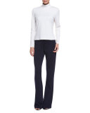 Milano Knit Flare-Leg Pants, Navy