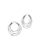 Bamboo Silver Small Side Facing Orbital Hoop Earrings