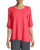 Terry Tabbed-Sleeve Top