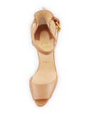 Tuctopen Leather Platform Red Sole Sandal, Nude/Gold