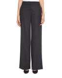 Tems Wide-Leg Flannel Pants, Anthracite