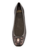 Shoestring Snake-Embossed Ballerina Flat, Auburn Shadow