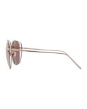 Open-Inset Mirrored Cat-Eye Sunglasses, Rose Gold