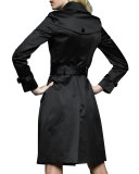Sateen Trench Coat, Black