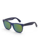 Classic Mirrored Square Sunglasses, Blue/Green