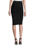 Matte Ponte Pencil Skirt, Black