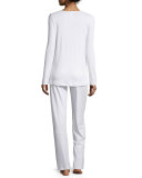 Franca Mesh-Inset Pajamas, Off White