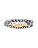 Men's Double Tour Braided Wrap Bracelet, Black/White/Gold