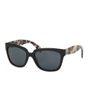 Polarized Square Two-Tone Sunglasses, Black