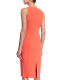Sleeveless Jewel-Neck Sheath Dress, Persimmon
