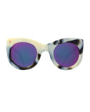 Boca Iridescent Cat-Eye Sunglasses, Horn/Pink
