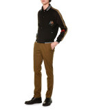 Basic Flat-Front Chino Pants, Khaki