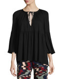 Rupert 3/4-Sleeve Flutter Jersey Top 