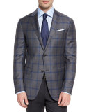 Plaid Light Trofeo Wool Two-Button Sport Coat, Gray/Blue