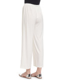 Wide-Leg Ankle Pants, White