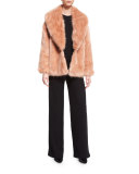 Faux-Fur Mixed-Media Cardigan, Desert