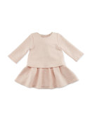 Long-Sleeve Textured Popover Dress, Pale Pink, Size 2-3