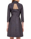 Eve Metallic Chenille Coat Dress, Black