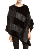 Leather and Mink Fur Poncho, Black