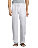 Drawstring Linen Pants, White