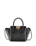 Rockstud Micro Leather Tote Bag, Black