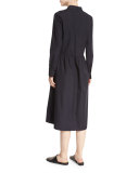 Gathered-Waist Midi Shirtdress