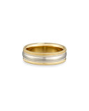 Gents Simple Wedding Band Ring in Platinum & 18K Gold, Size 10