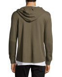 Long-Sleeve Waffle-Knit Henley Hoodie