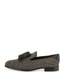 Foxley Micro-Stud Leather Tassel Loafer, Black