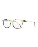 Rome Square Acetate Fashion Glasses, Zebra Horn