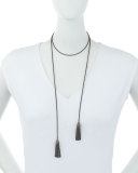 Double-Tassel Chain Lariat Necklace with Diamonds