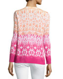 Hibiscus-Print Ombre Sweater, Hibiscus