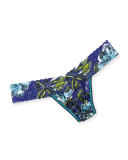 Low-Rise Blue Roses Signature Lace Thong, Blue